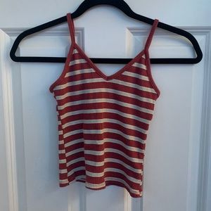 Coral stripped tank top